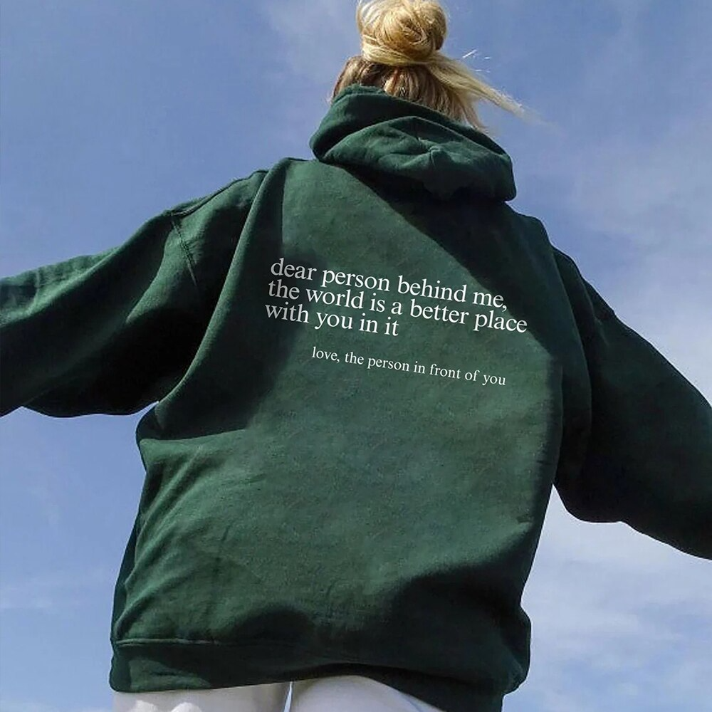Liebe Person – Hoodie mit Rücken-Spruch