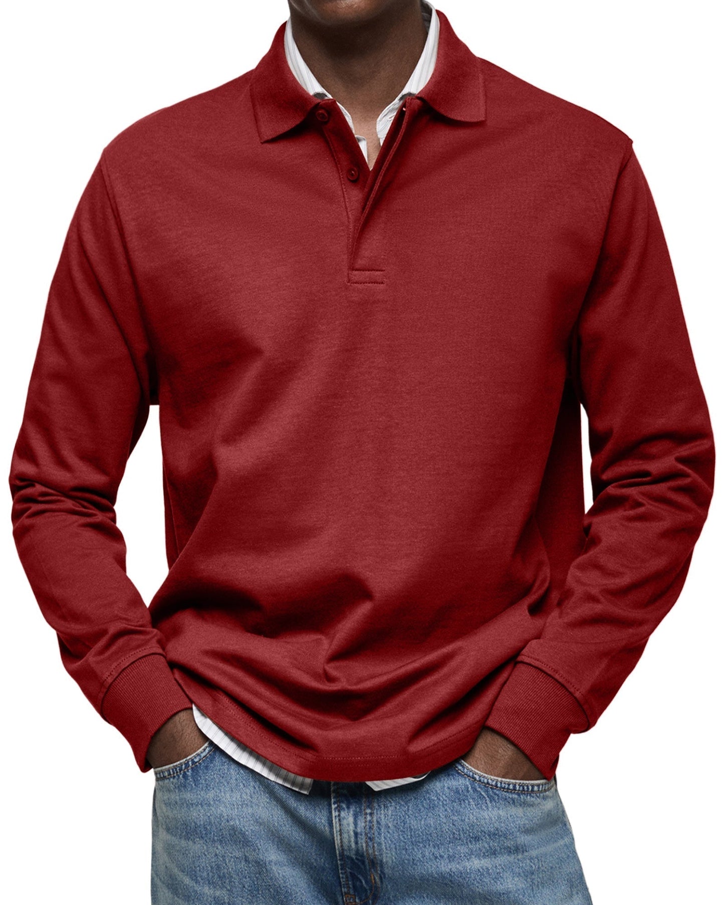 Dewey - Herren Langarm-Poloshirt, schlichtes Design