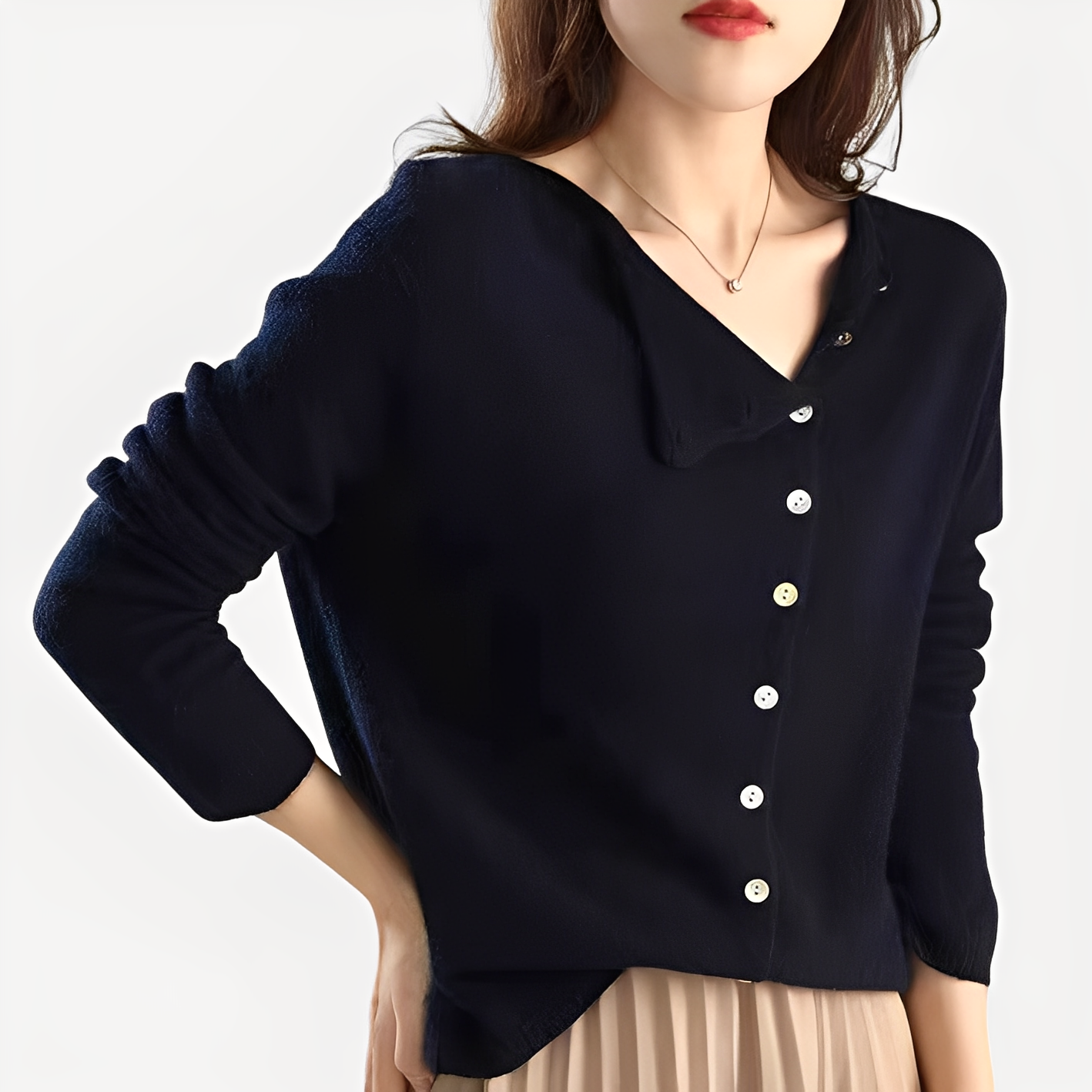 Daria - Elegante, warme Damen-Strickjacke mit einem Knopf