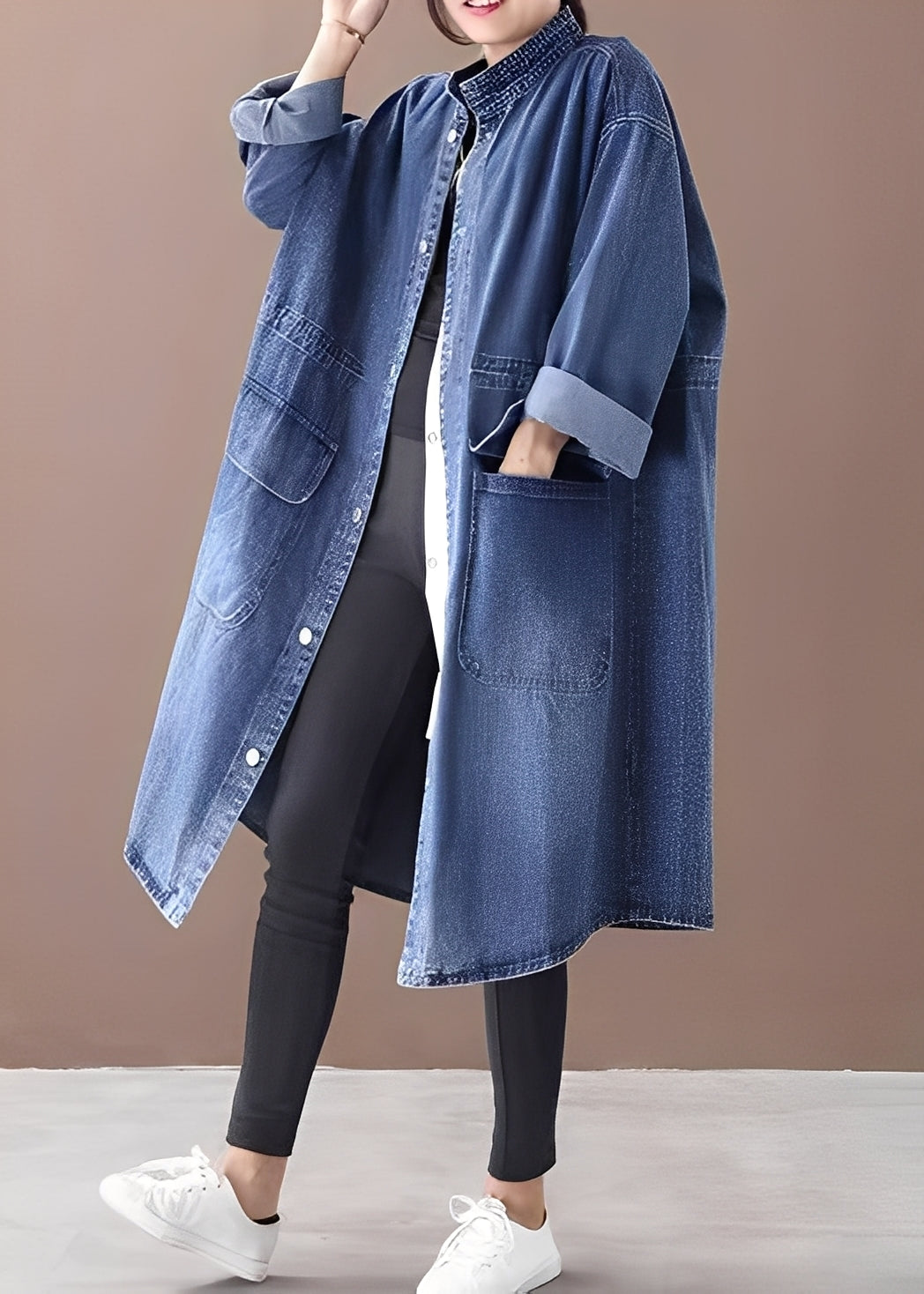 Jacinda - Damenjeansjacke im legeren Stil mit Stehkragen