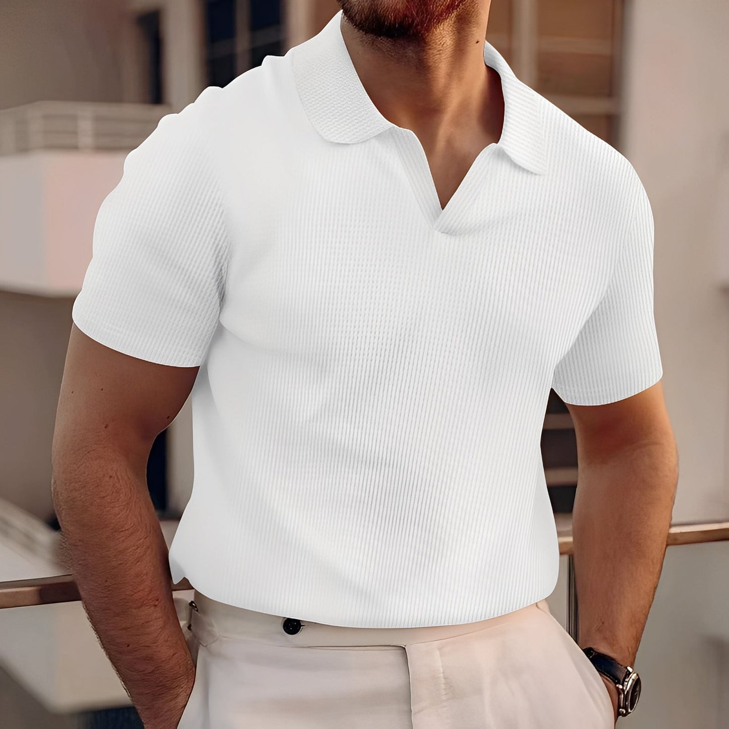 Harley - Einfaches Poloshirt für Männer mit kurzen Ärmeln und Wabenstruktur