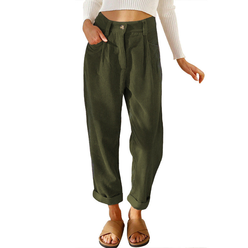 Chelsie - Komfortable Damenhose aus Cord mit hohem Bund