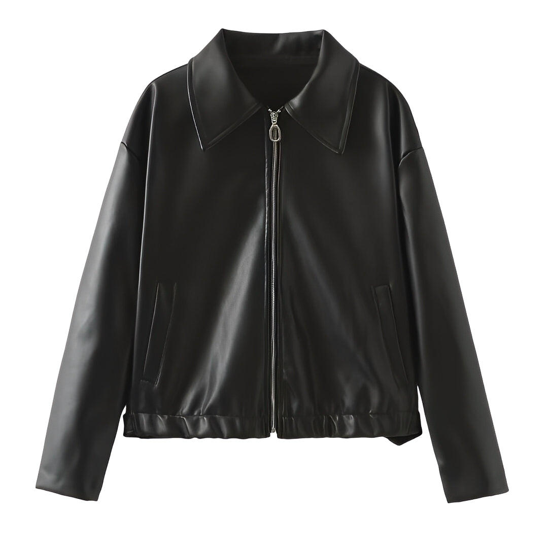 Lesley - Trendige Damenjacke aus Lederimitat mit Zipper