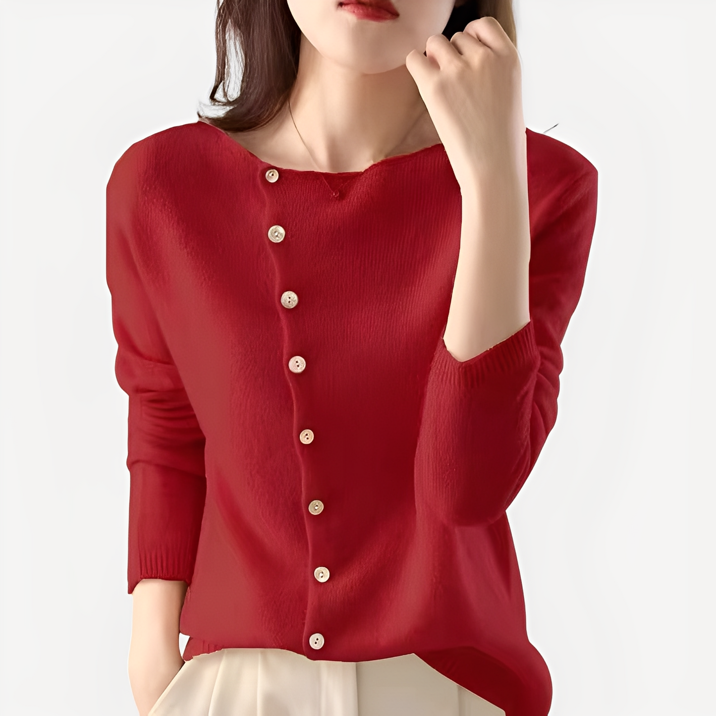 Daria - Elegante, warme Damen-Strickjacke mit einem Knopf