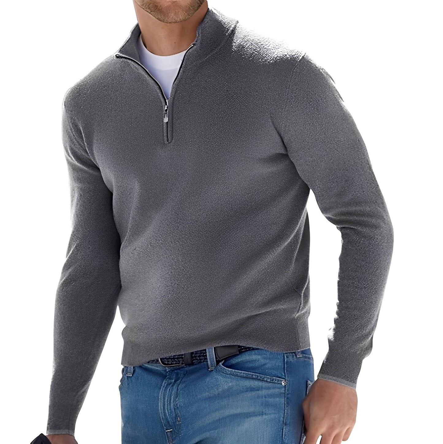 Nash - Herrenpullover mit kurzem Reißverschluss