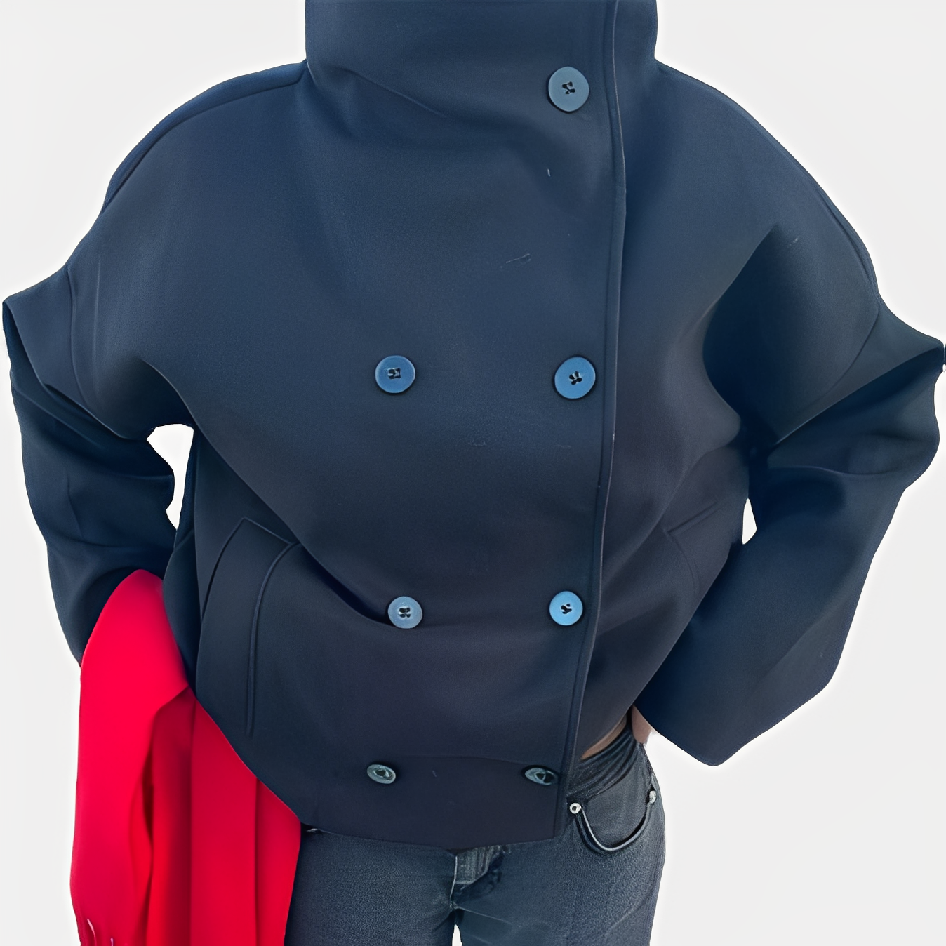 Carolyn - Schicke Damenwolljacke mit einem Knopf