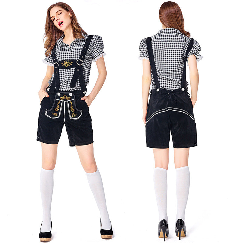 Dahlia - Oktoberfest-Look mit karierten Latzhosen für Damen