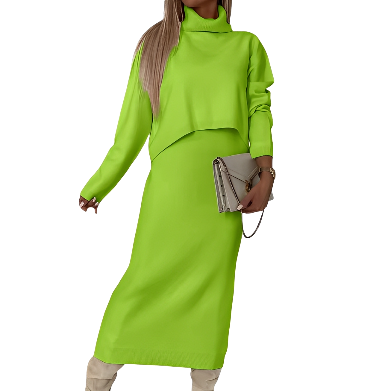 Natalee - Elegantes Damen-Set aus Rollkragenpullover und Rock