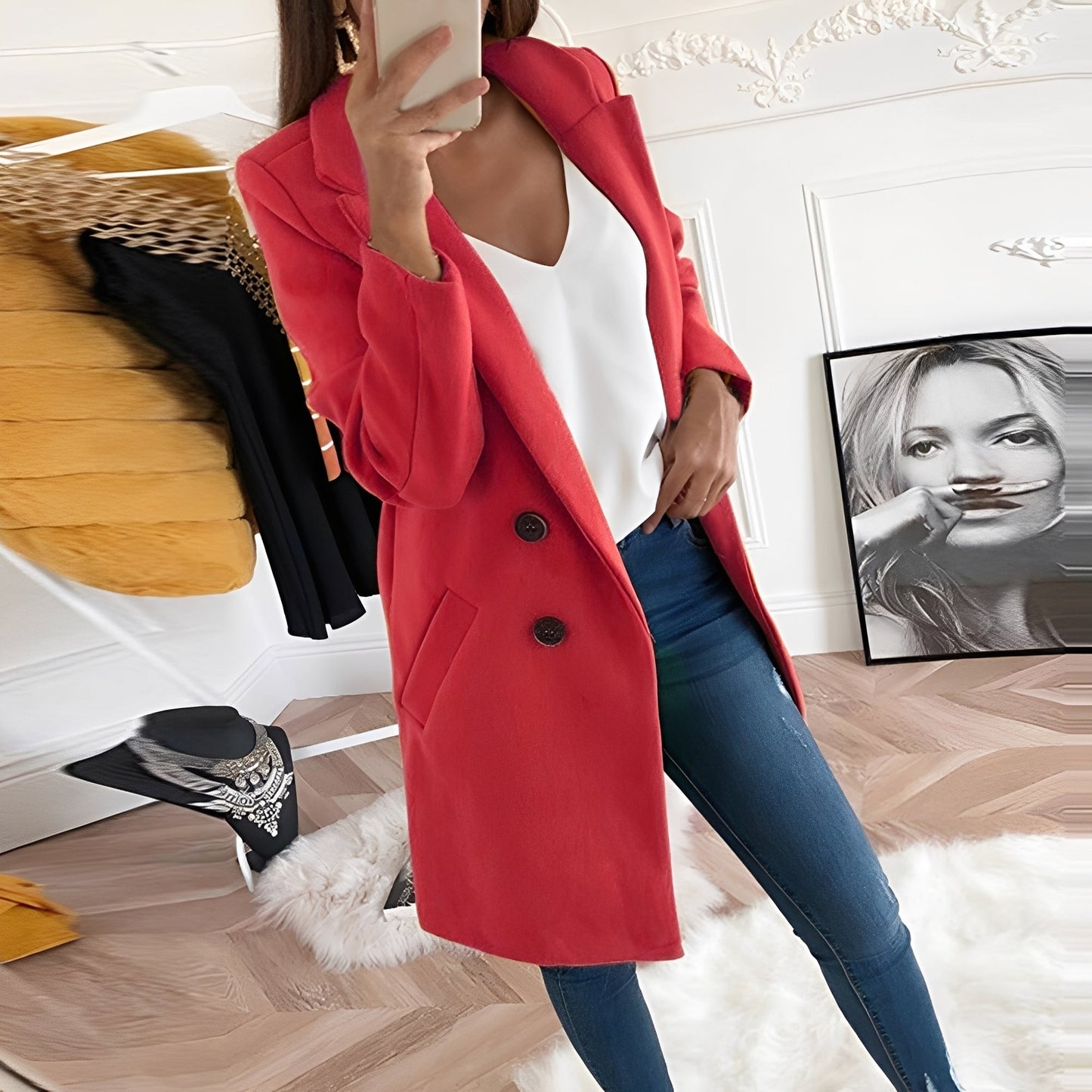 Nichole - Eleganter und warmer langer Damenmantel