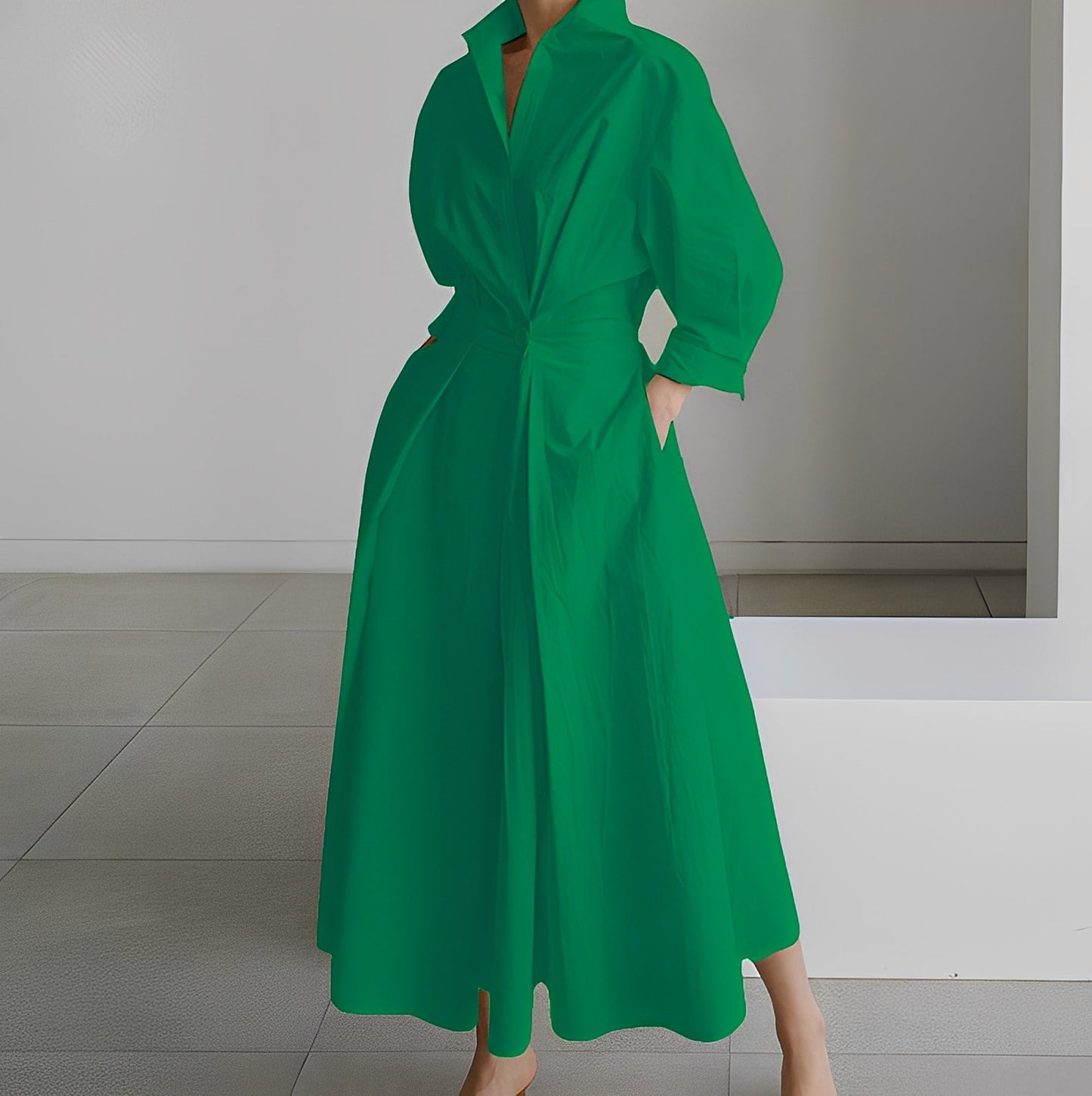 Lavina - Bequemes Frauenkleid mit langen Ärmeln und Taschen