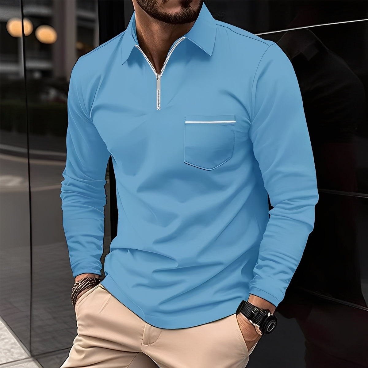 Bernard - Komfortables Langarm-Shirt mit Brusttasche für Männer