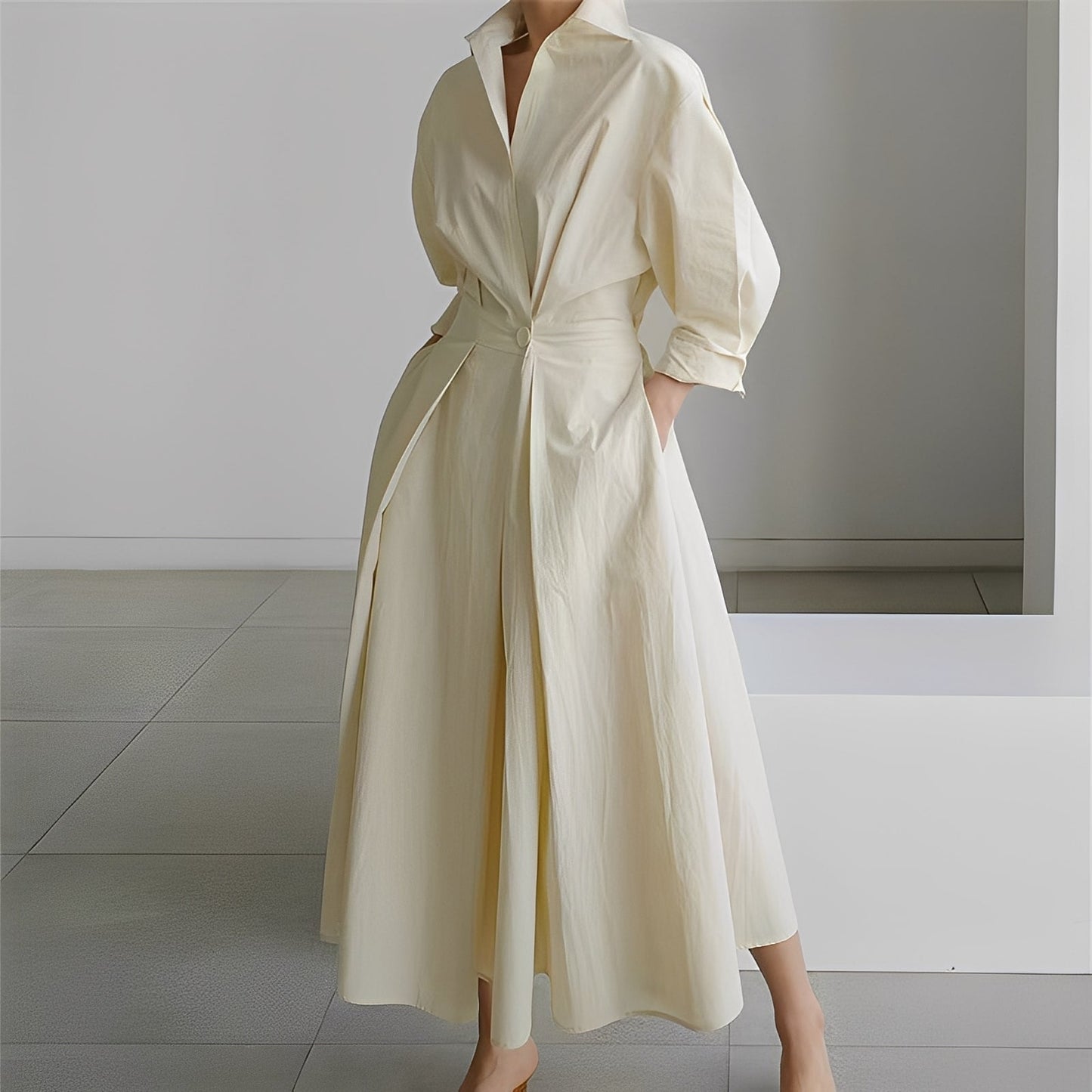 Lavina - Bequemes Frauenkleid mit langen Ärmeln und Taschen