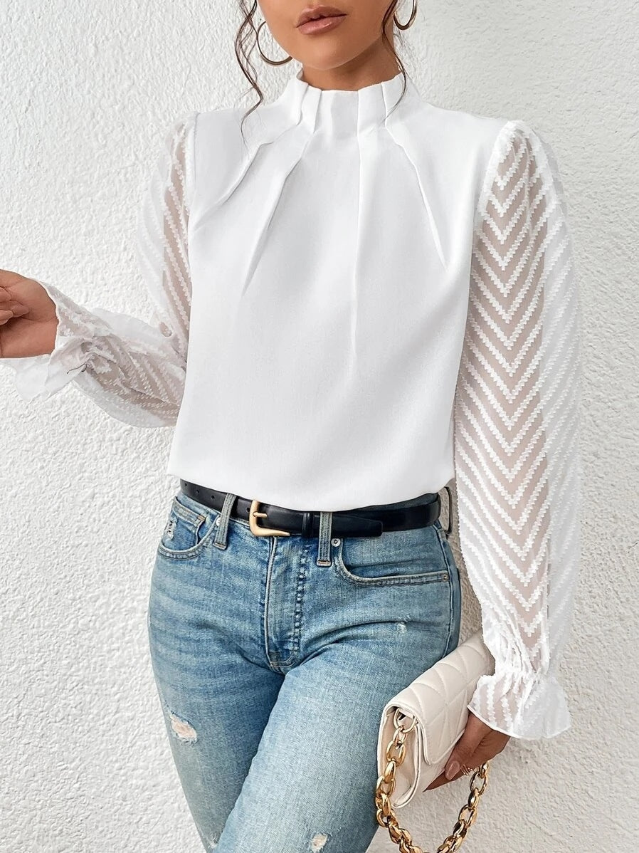 Cassandra - Elegantes Damen-Chiffon-Top mit langen Ärmeln