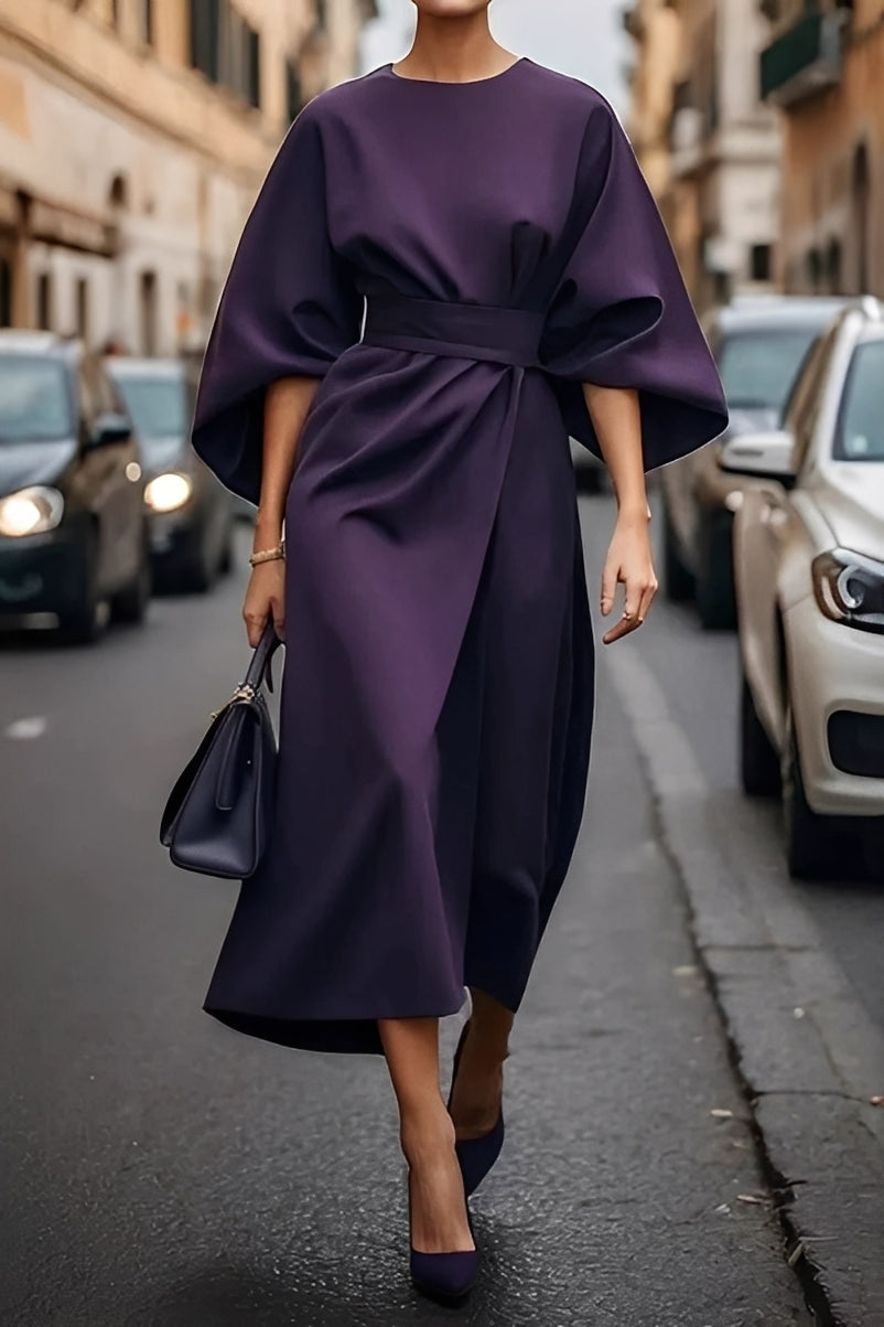 Nicole - Modisches Damen-Midikleid mit Puffärmeln