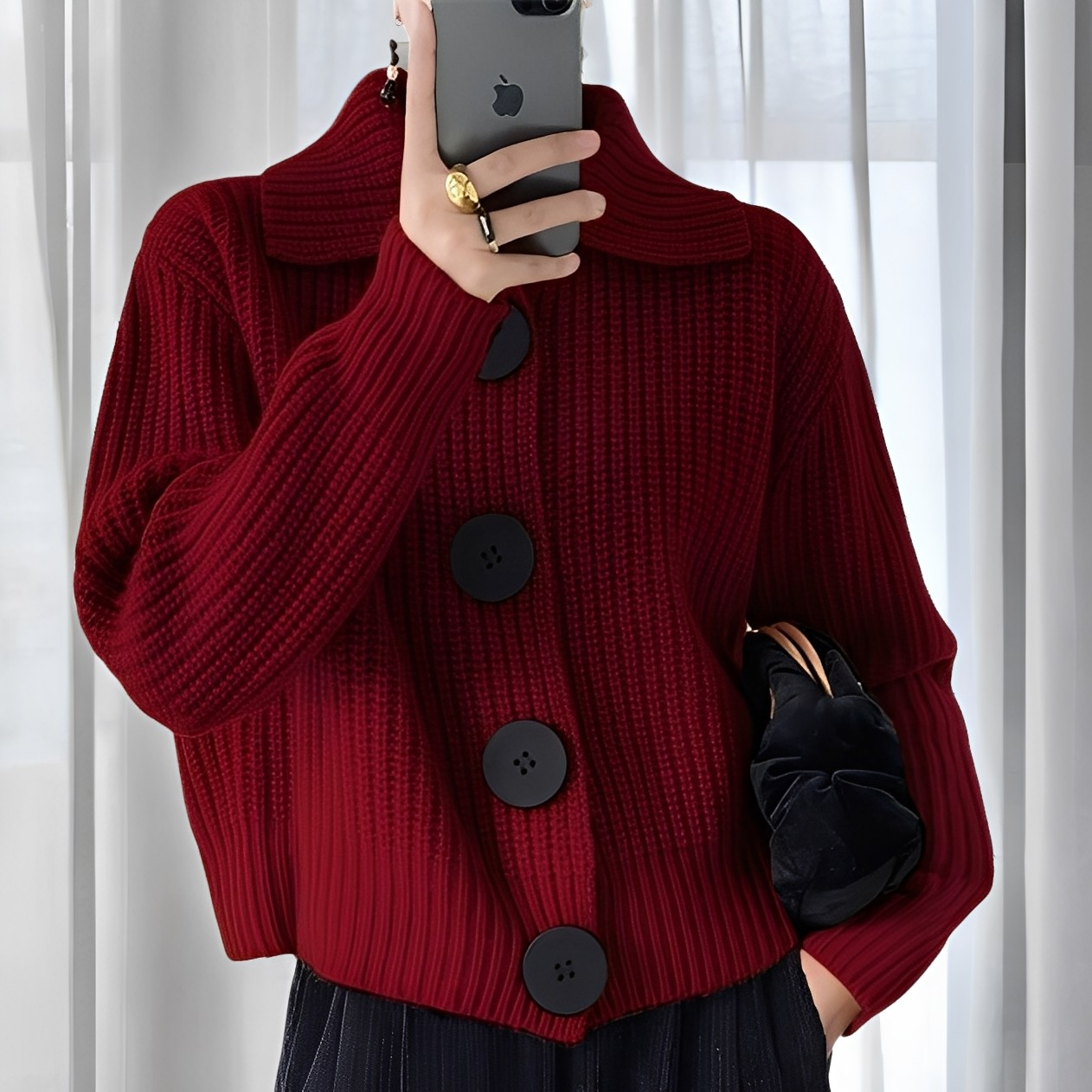 Alannah - Trendige Damenjacke mit großen Knöpfen