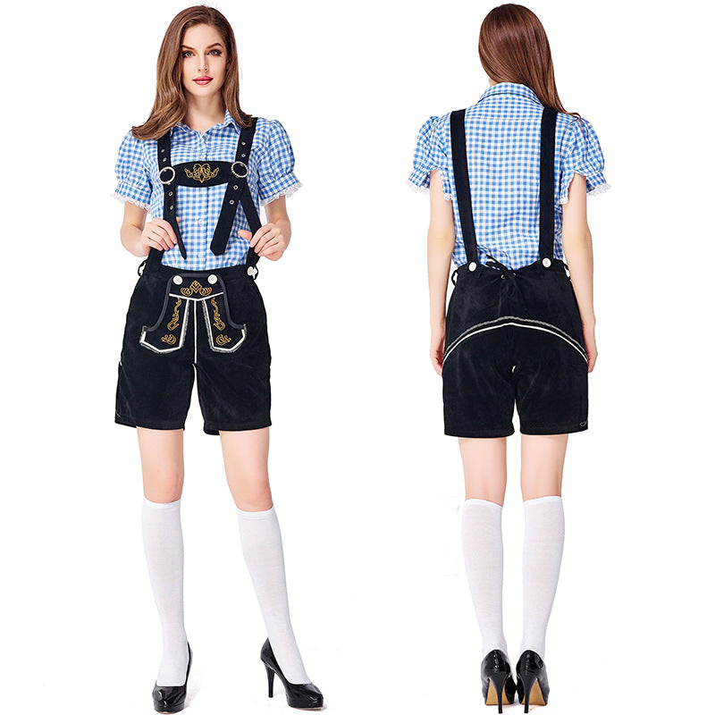Dahlia - Oktoberfest-Look mit karierten Latzhosen für Damen