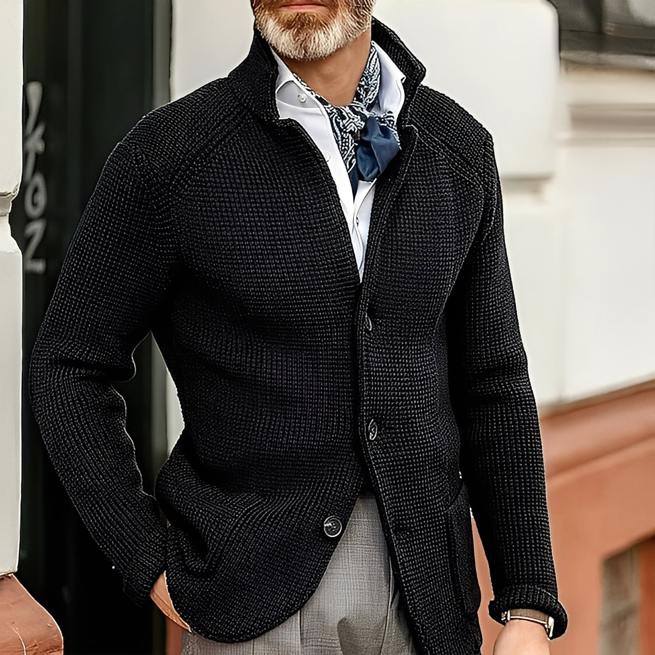 Kayden - Fashionabler Herren-Cardigan mit Stehkragen
