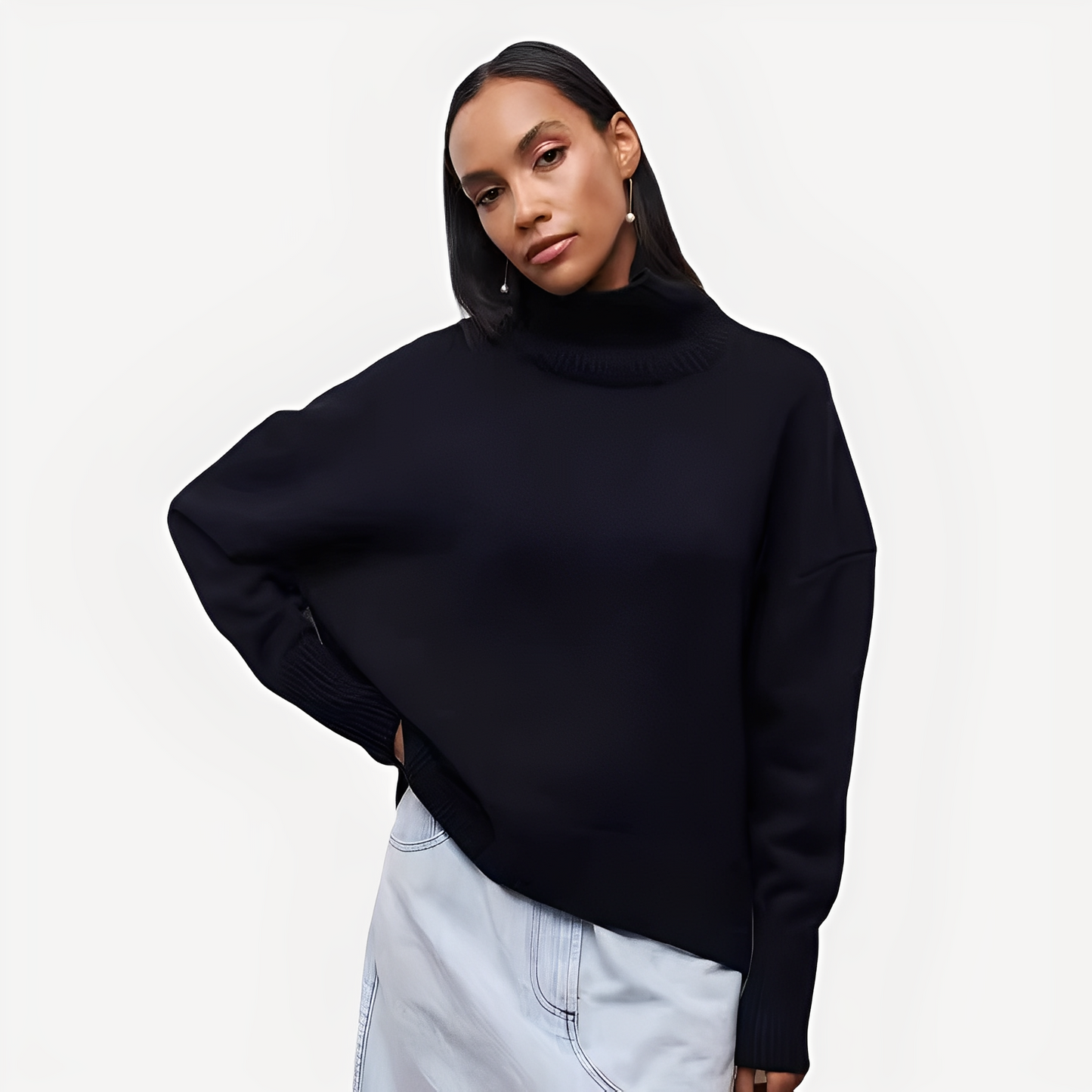 Margery - Damenpullover mit lässigem Schnitt und hohem Kragen