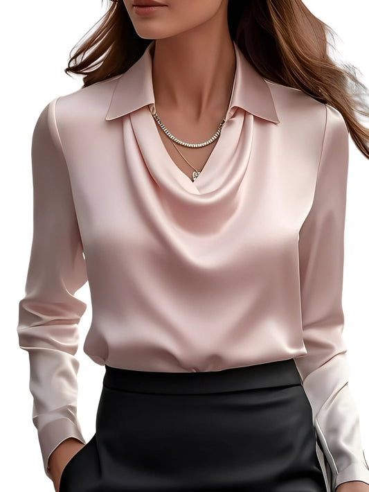Dionne - Stilvolle Satinbluse für Damen mit langen Ärmeln