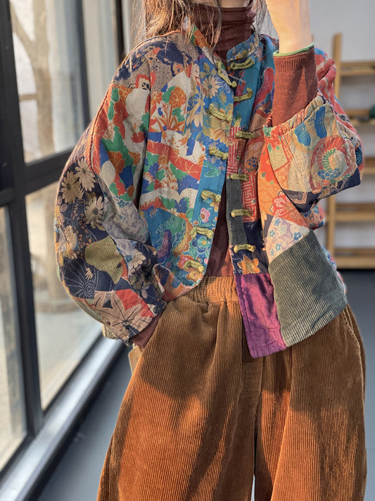 Charisse - Traditioneller Damenmantel mit Muster und Taschen