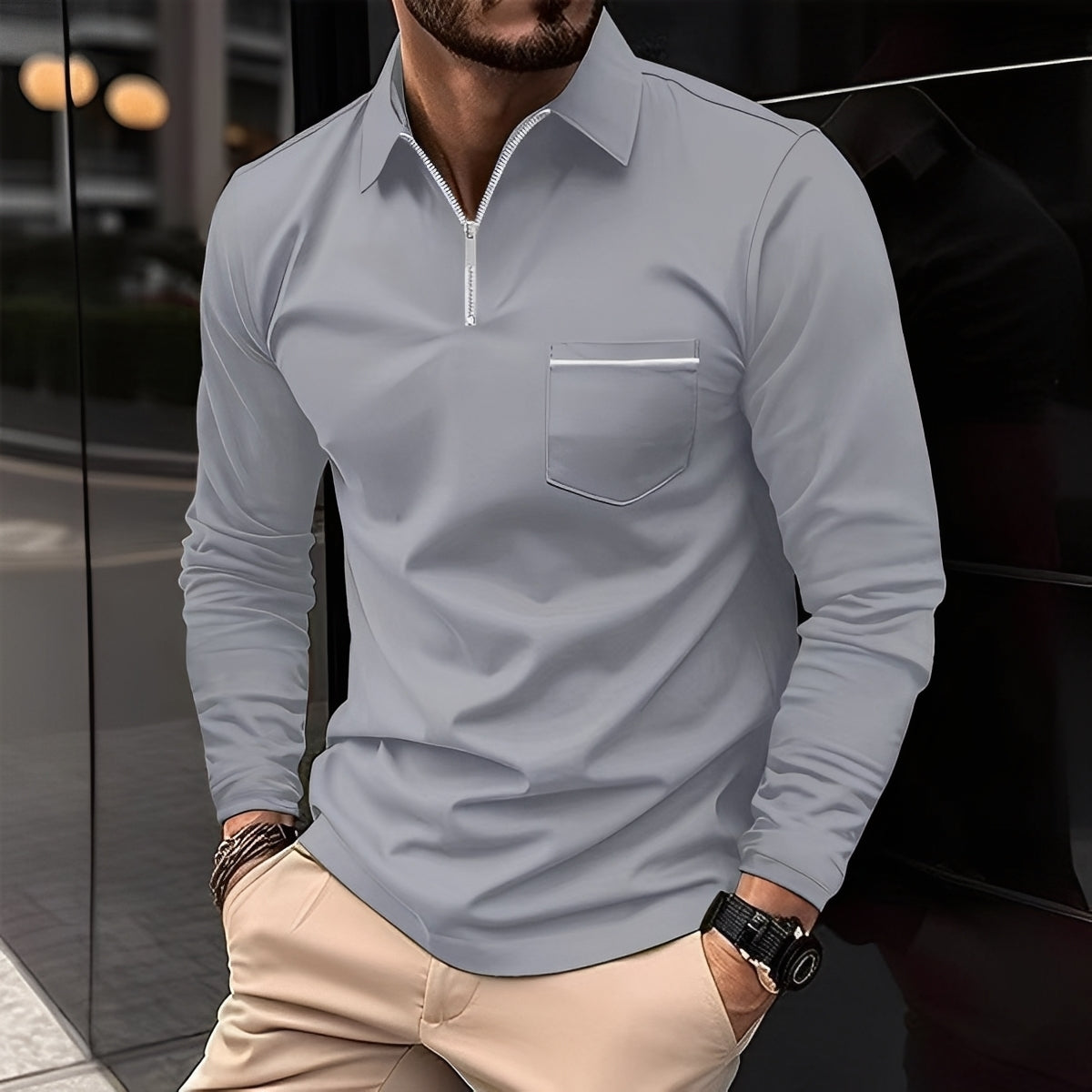 Bernard - Komfortables Langarm-Shirt mit Brusttasche für Männer