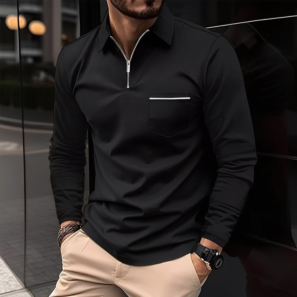 Bernard - Komfortables Langarm-Shirt mit Brusttasche für Männer