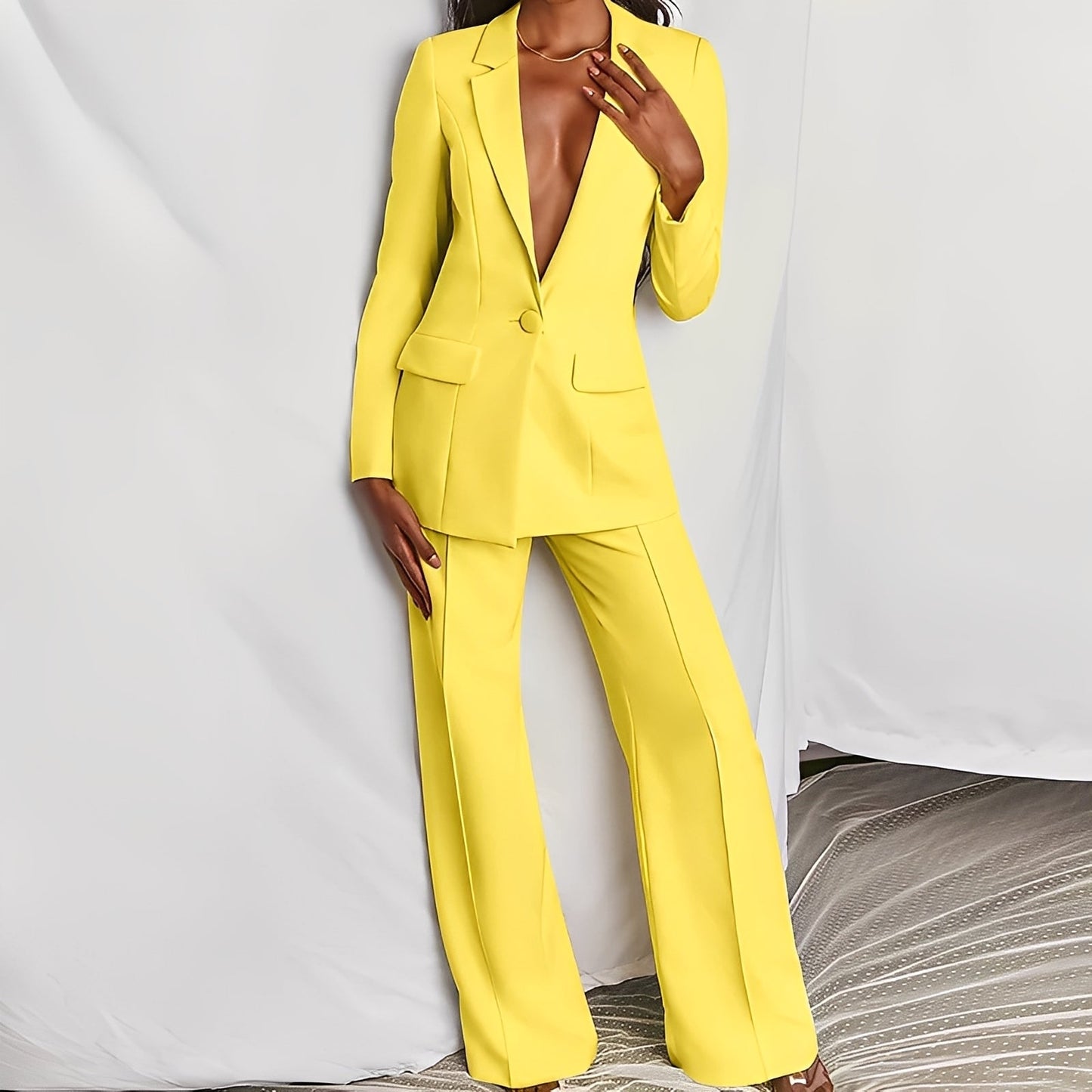Darcey - Weites, modernes Damenanzug-Set mit Blazer und Hose