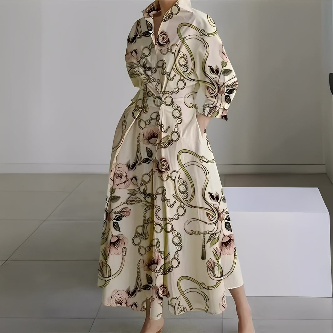 Lavina - Bequemes Frauenkleid mit langen Ärmeln und Taschen