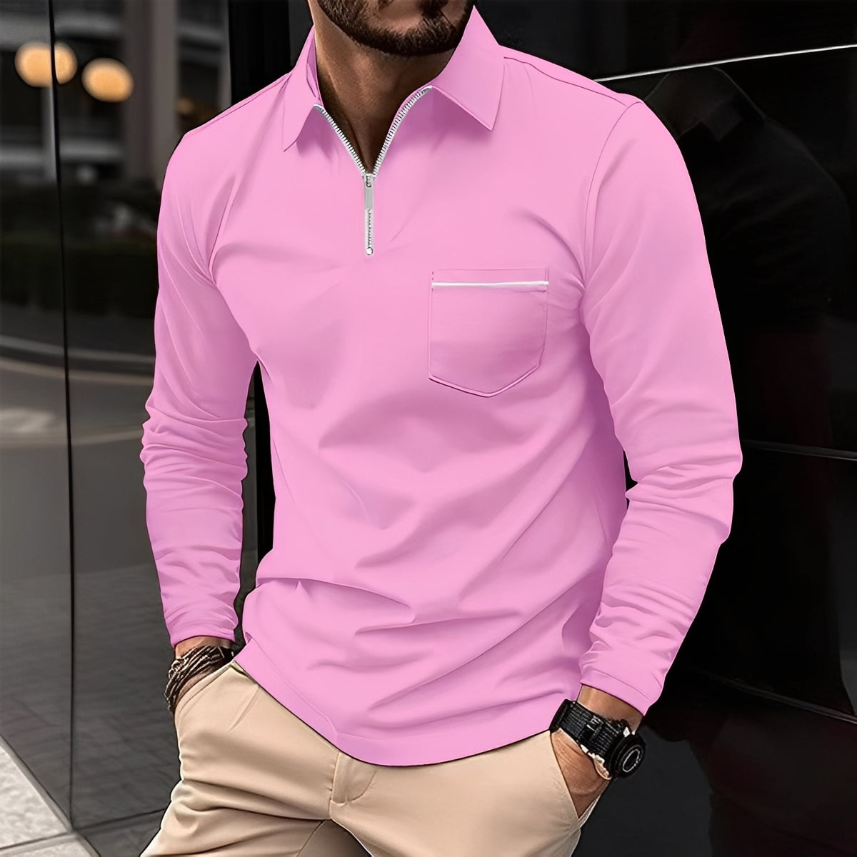 Bernard - Komfortables Langarm-Shirt mit Brusttasche für Männer