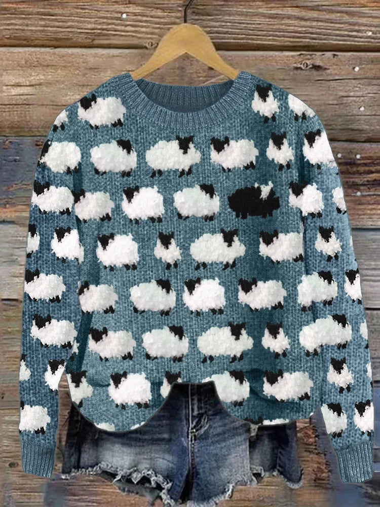 Marta – Wollpullover mit Schafsmuster