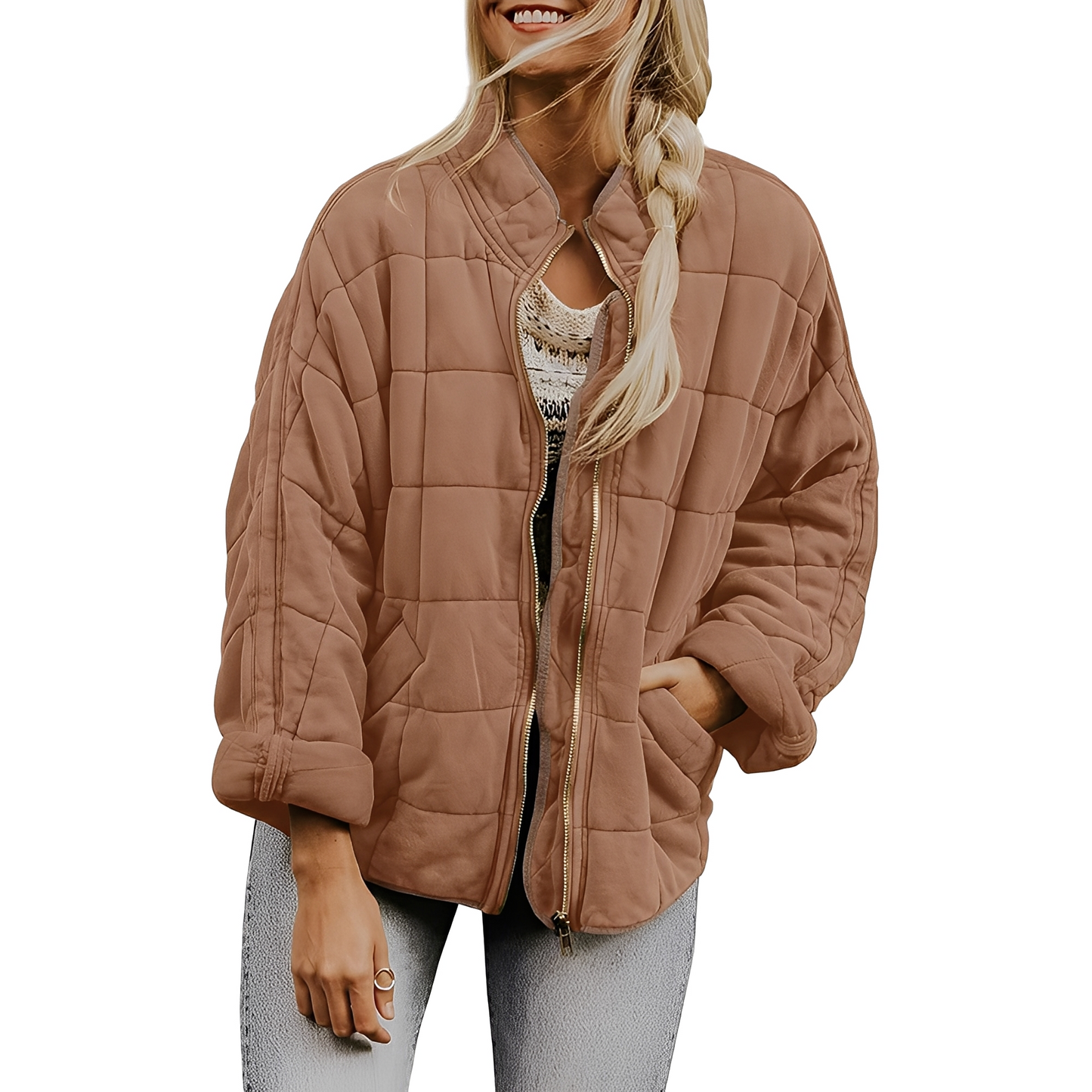 Luana - Frauenjacke mit leicht gestepptem Muster und Taschen