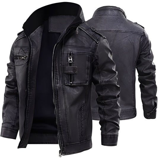 Kevin - Klassische Lederjacke für Herren mit Taschen
