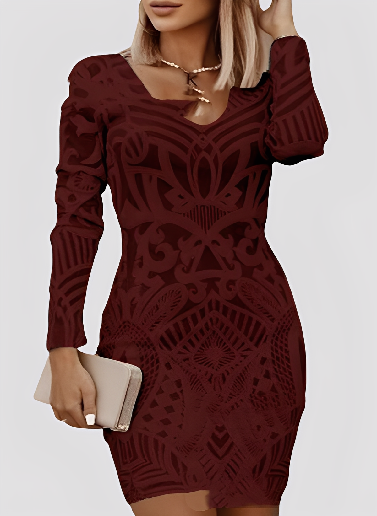 Caitlyn - Schickes Frauenkleid mit langen Ärmeln und engem Design