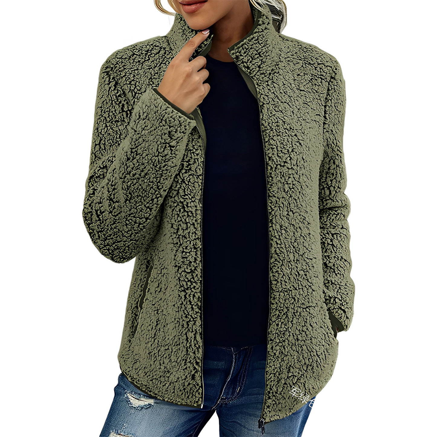 Alethea - Damen Fleece-Samtmantel im schicken Look