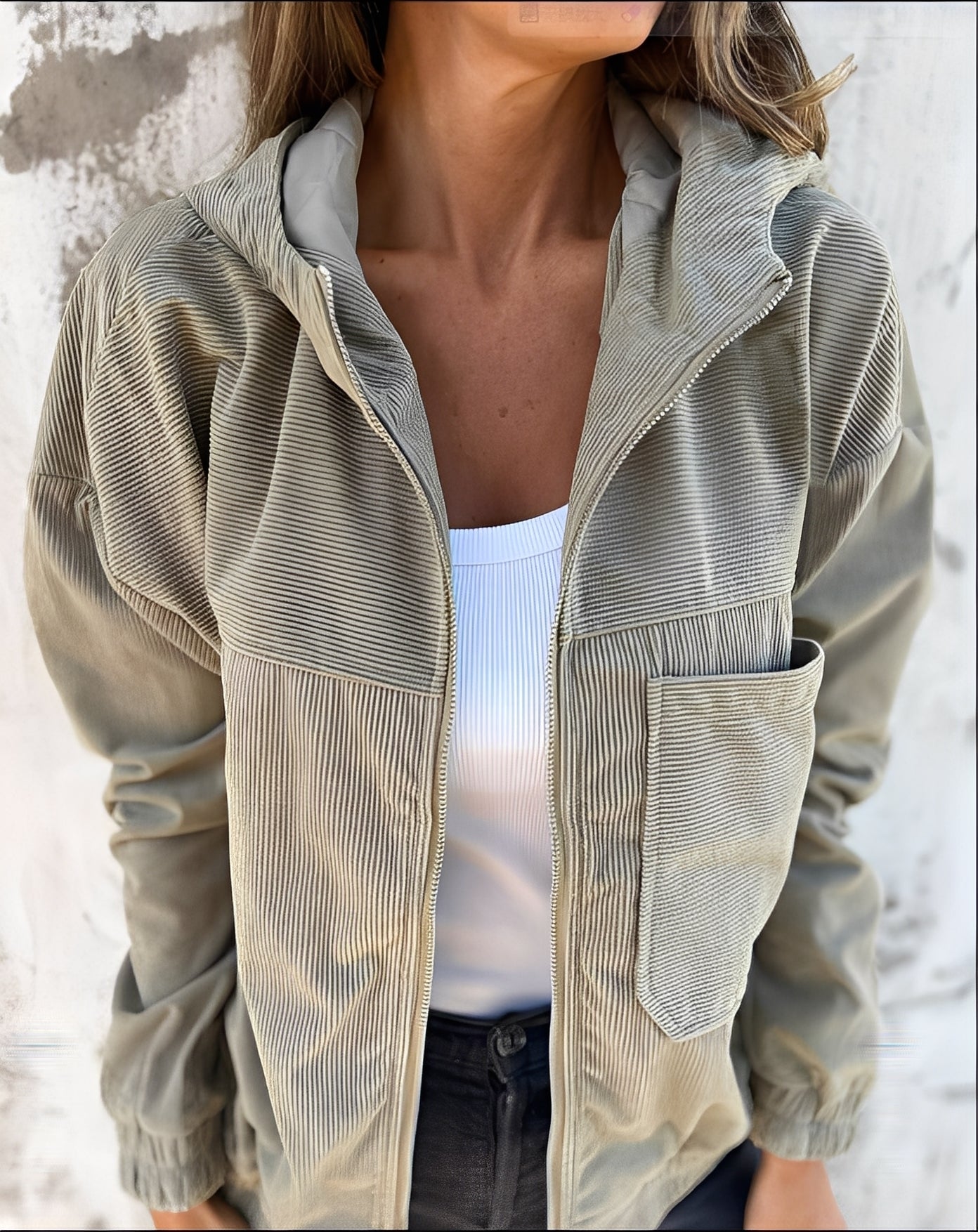 Gillian - Bequeme Damen-Cordjacke mit Kapuze