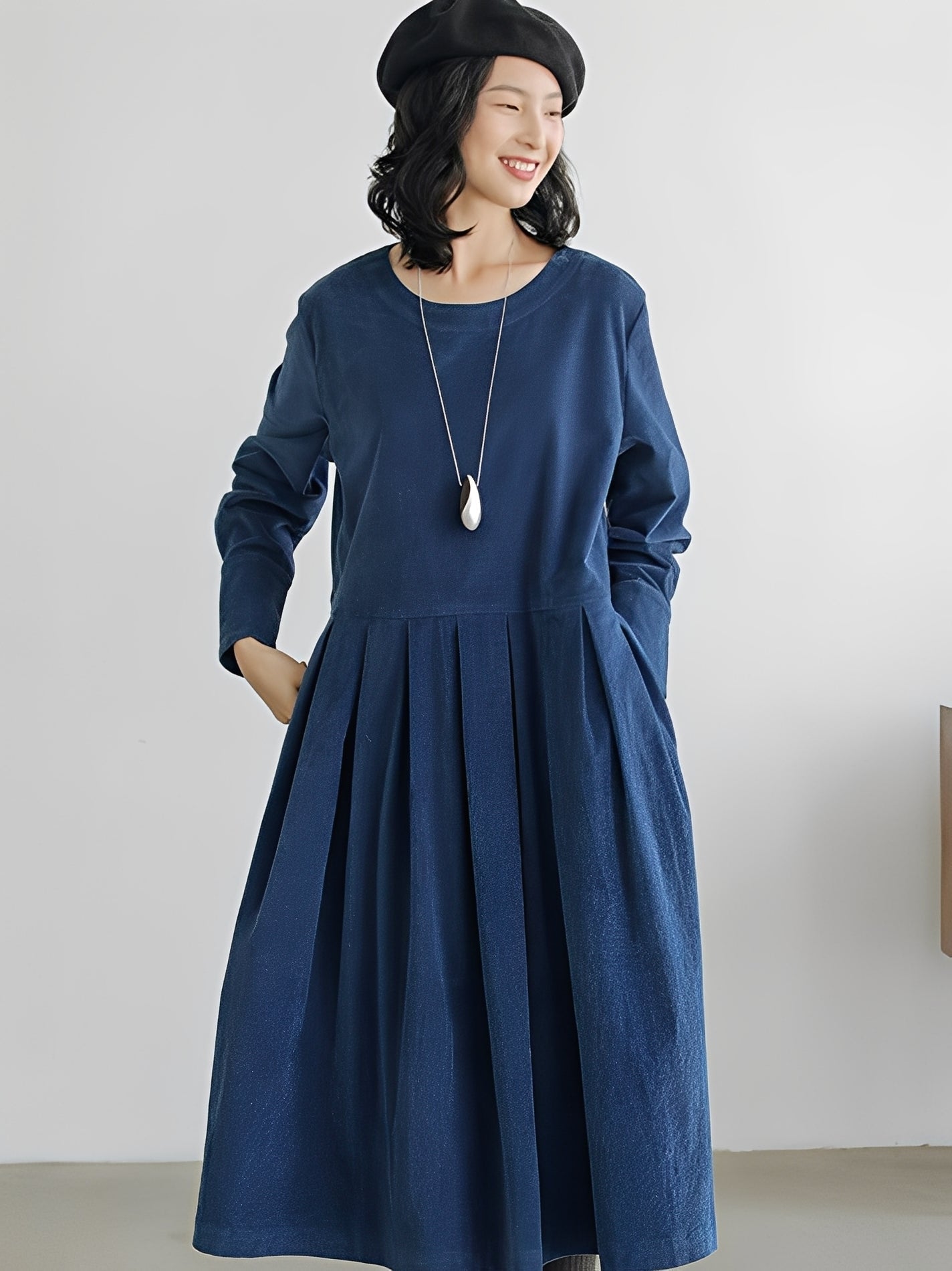 Shyanne - Gemütliches, weit geschnittenes Cordkleid mit Taschen für Damen