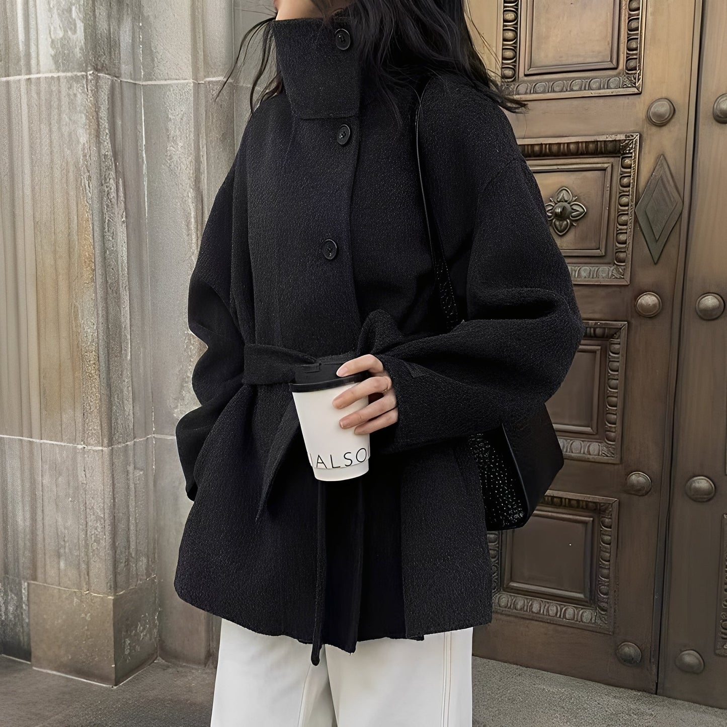 Claudia - Locker geschnittene doppelte Damen-Wolljacke