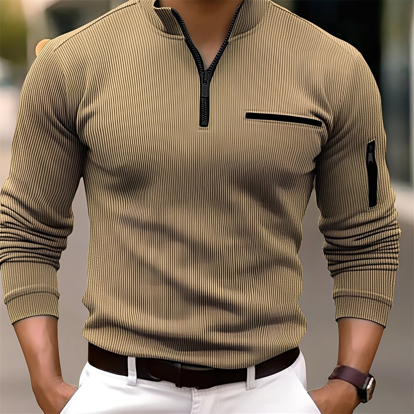 Donovan - Stylischer Herrenpullover mit Streifen und Taschen
