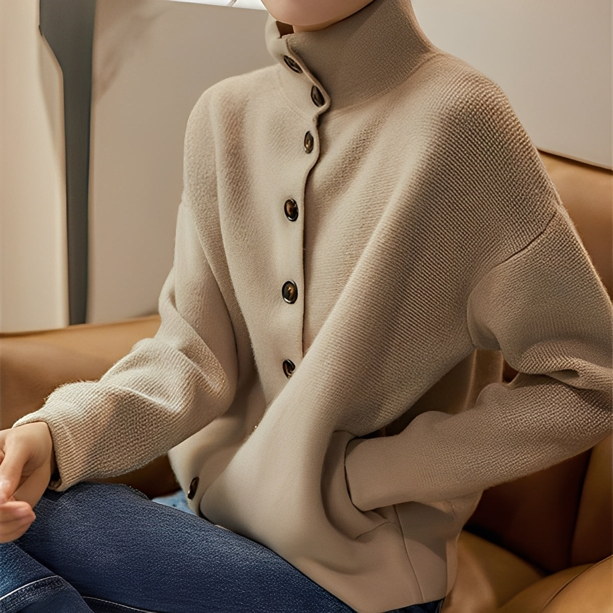 Evelynn - Stilvoller Damenpullover mit hohem Ausschnitt