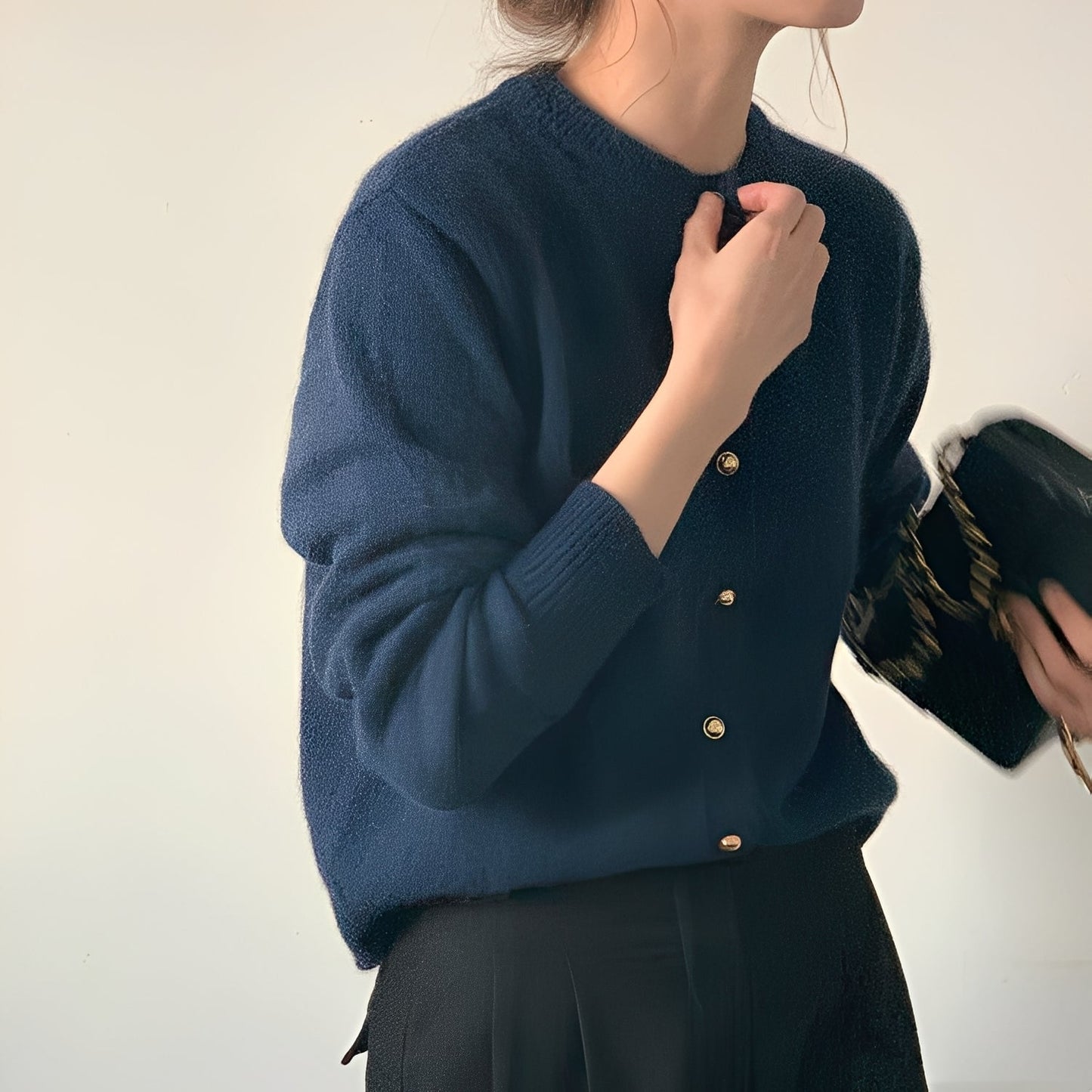 Merla - Bequemer Damenpullover-Mantel mit Rundhals