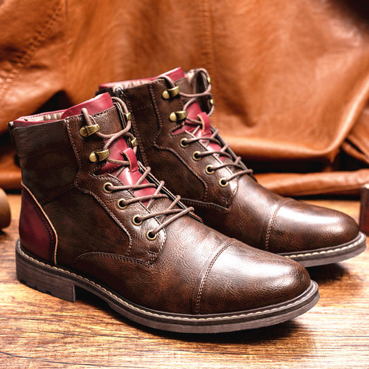 Louis - Herrenlederstiefel im Vintage-Look mit Reißverschluss