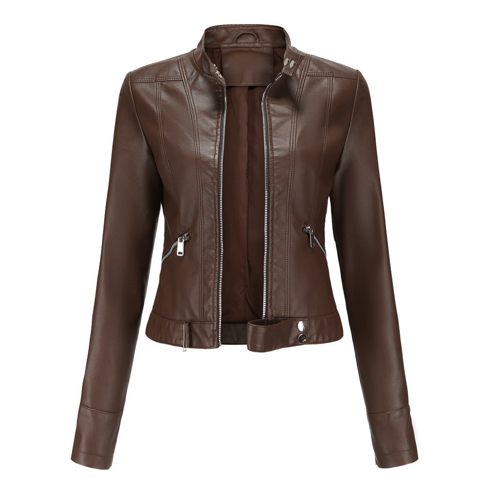 Madeline - Trendige Damenlederjacke mit Kragen