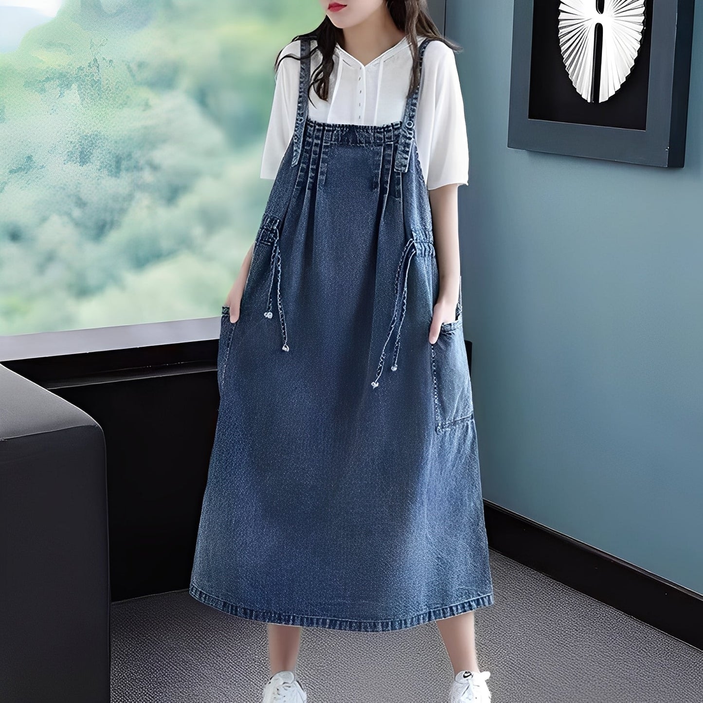 Kelsey - Bequemes Damenjeanskleid mit Taschen