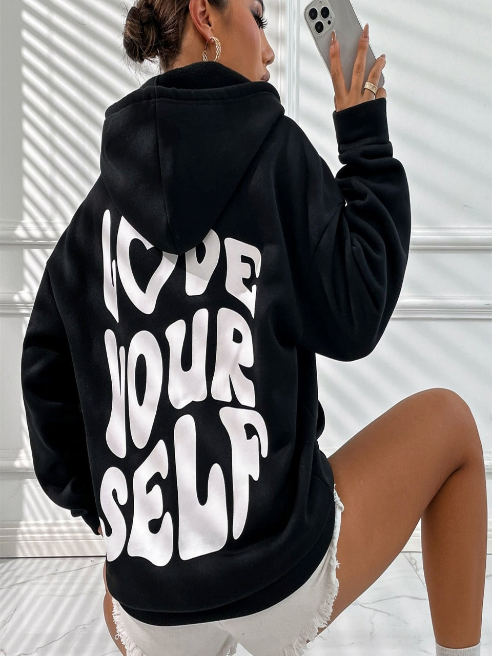 Daria – Gedruckter Baumwoll-Hoodie