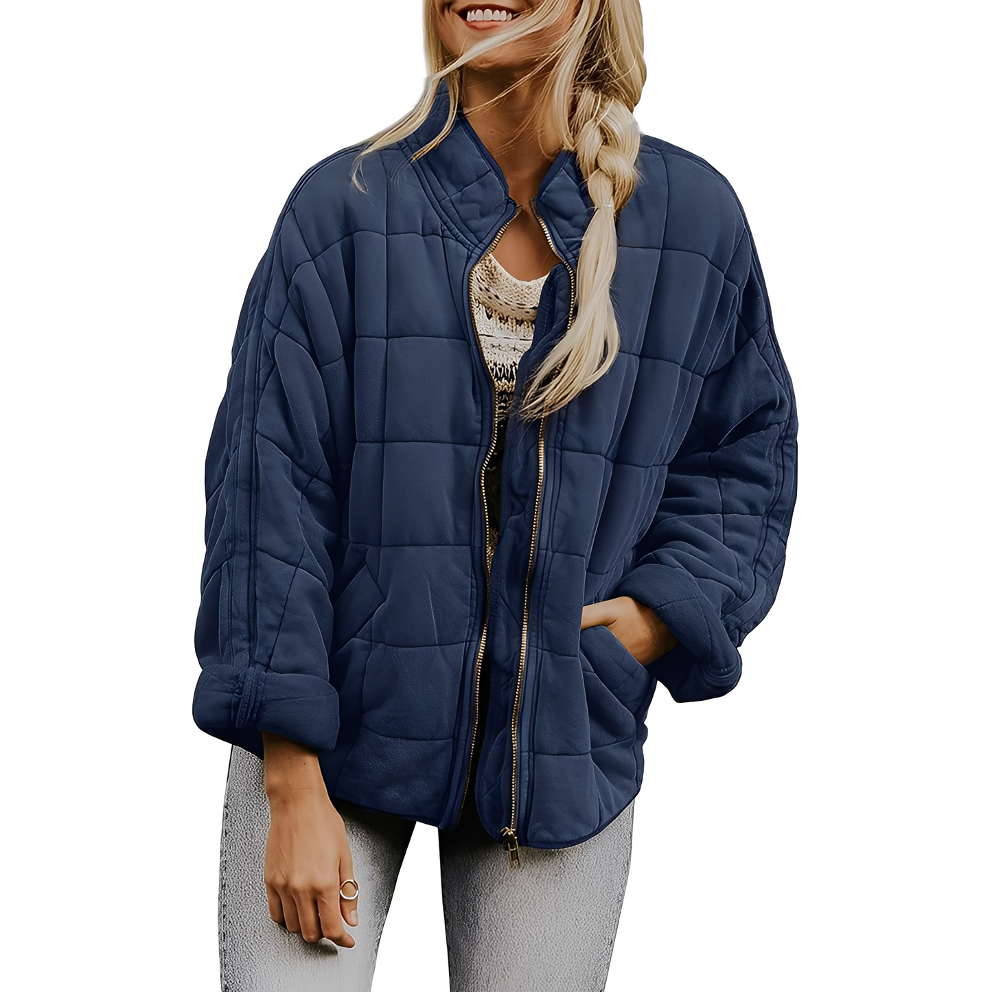 Luana - Frauenjacke mit leicht gestepptem Muster und Taschen
