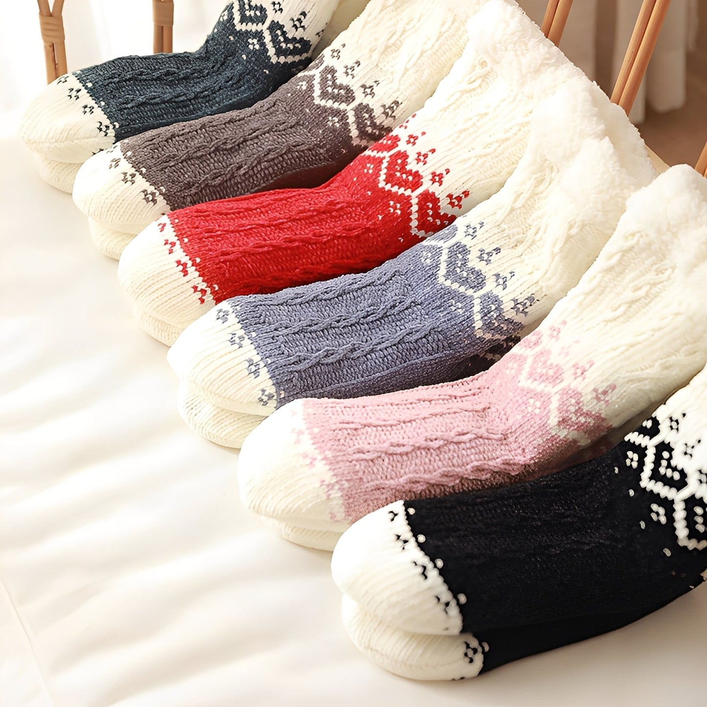 Danika - Modische gestrickte Kuschelsocken mit Herzmotiv für Damen