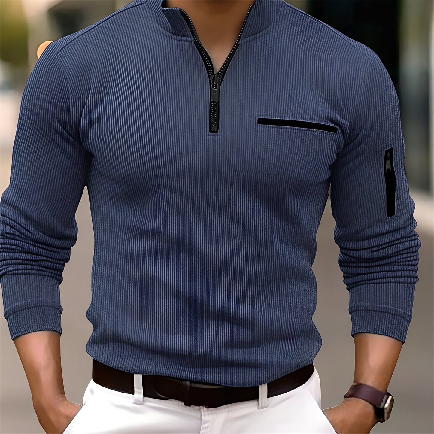 Donovan - Stylischer Herrenpullover mit Streifen und Taschen