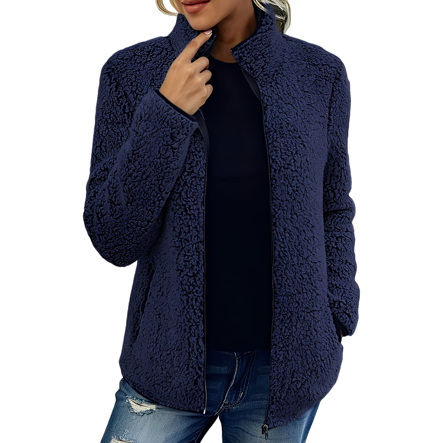 Alethea - Damen Fleece-Samtmantel im schicken Look