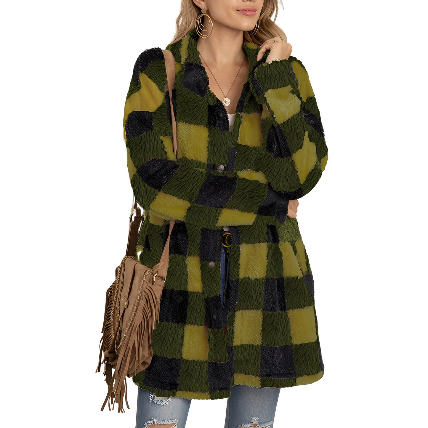 Malvina - Stilvolle lange Damen-Karojacke