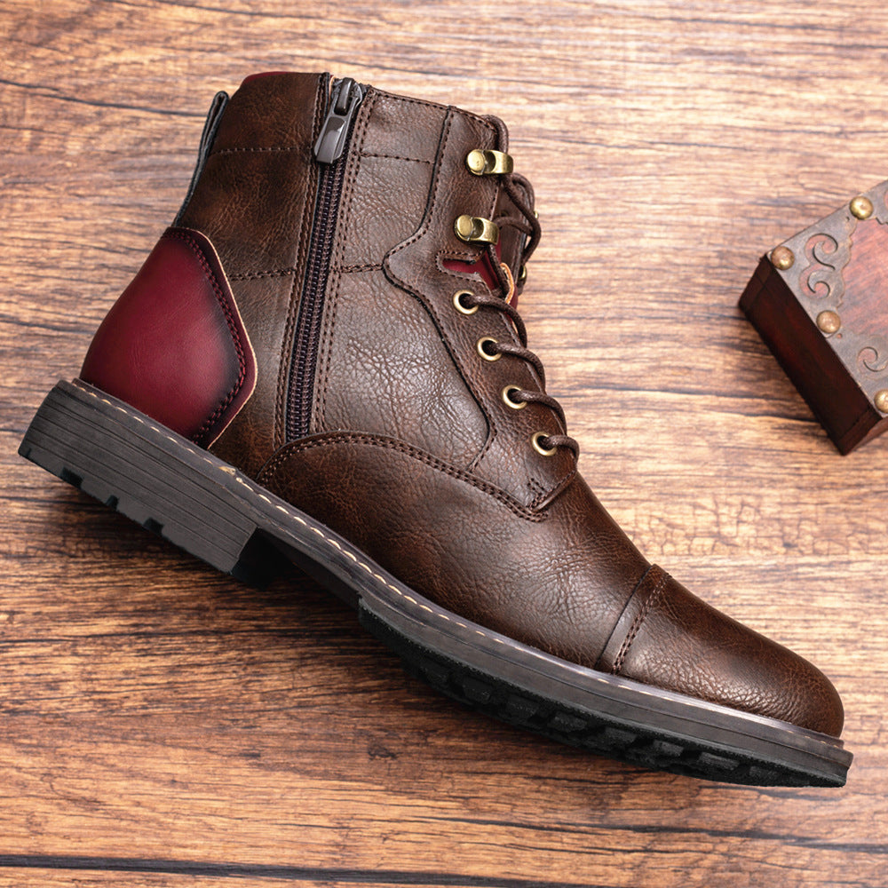 Louis - Herrenlederstiefel im Vintage-Look mit Reißverschluss